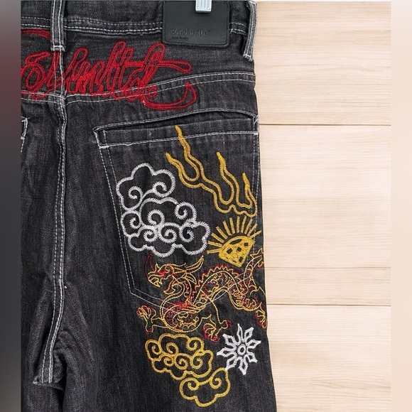 VTG Y2k Ecko Unltd Embroidered Dragon Skater Grunge Baggy Straight Leg 32W X42L - Picture 7 of 16